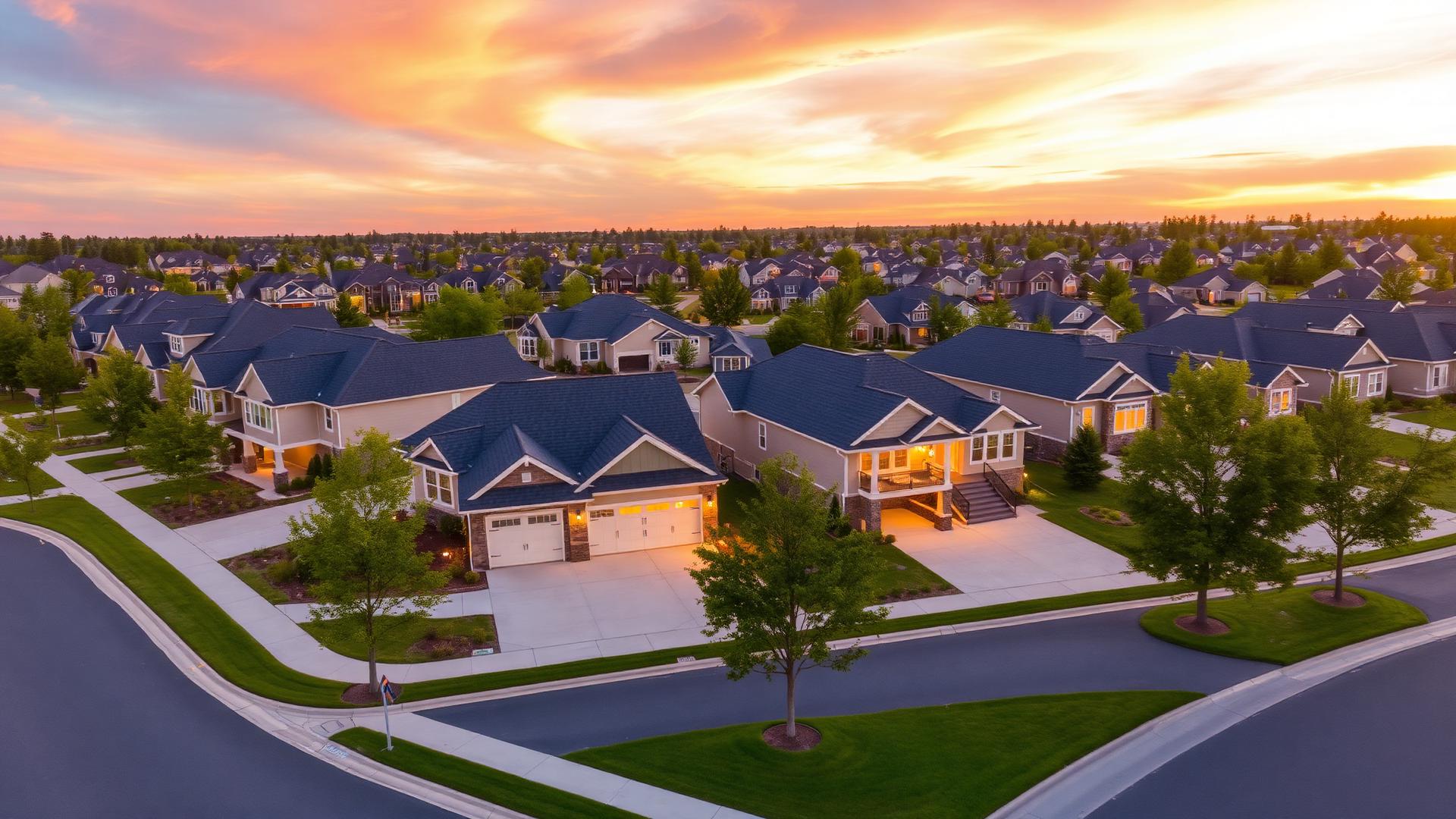 Neighborhood at sunset