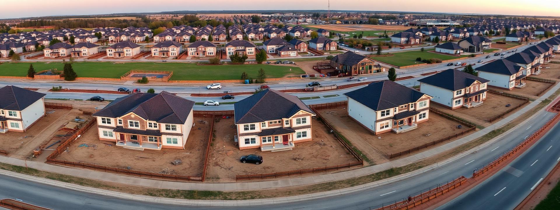 Multiple homes under construction